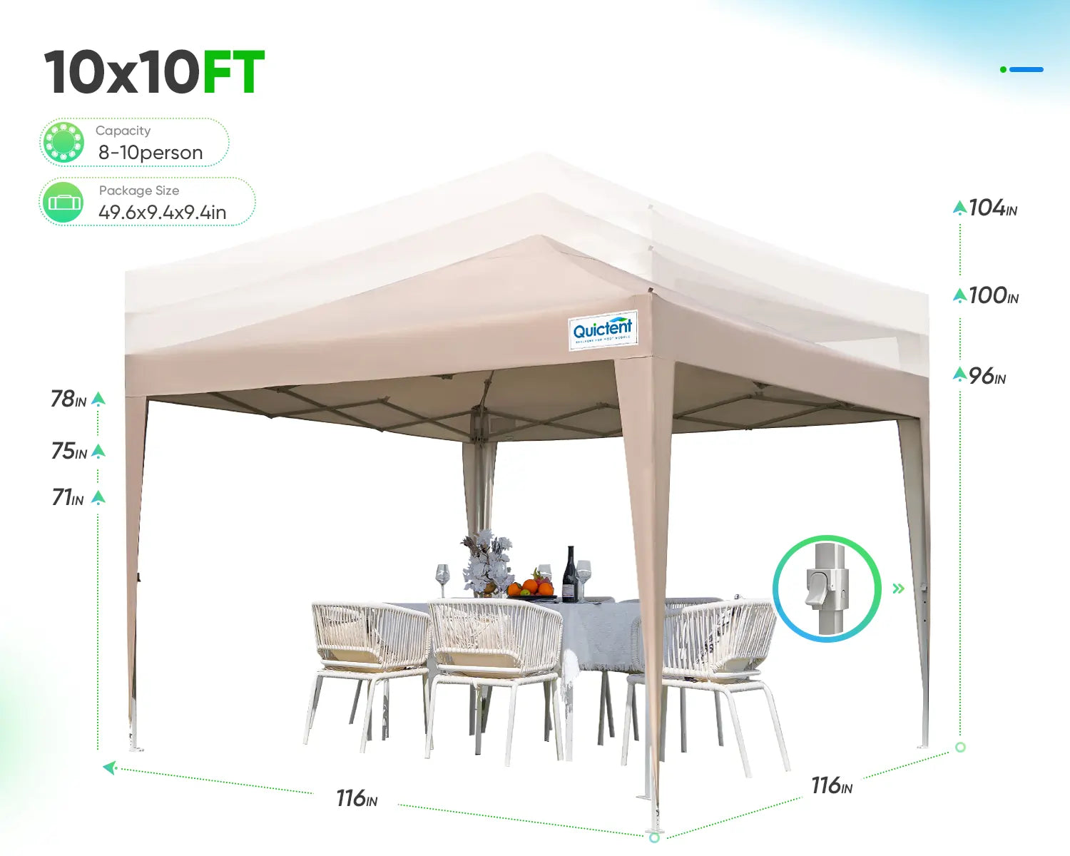 Quictent 10 x 10 Pop Up Canopy with Sides
