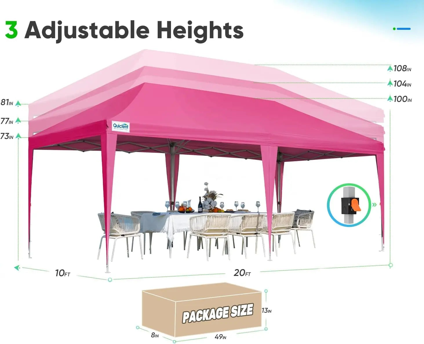 Pink pop-up canopy tent dimensions#color_pink
