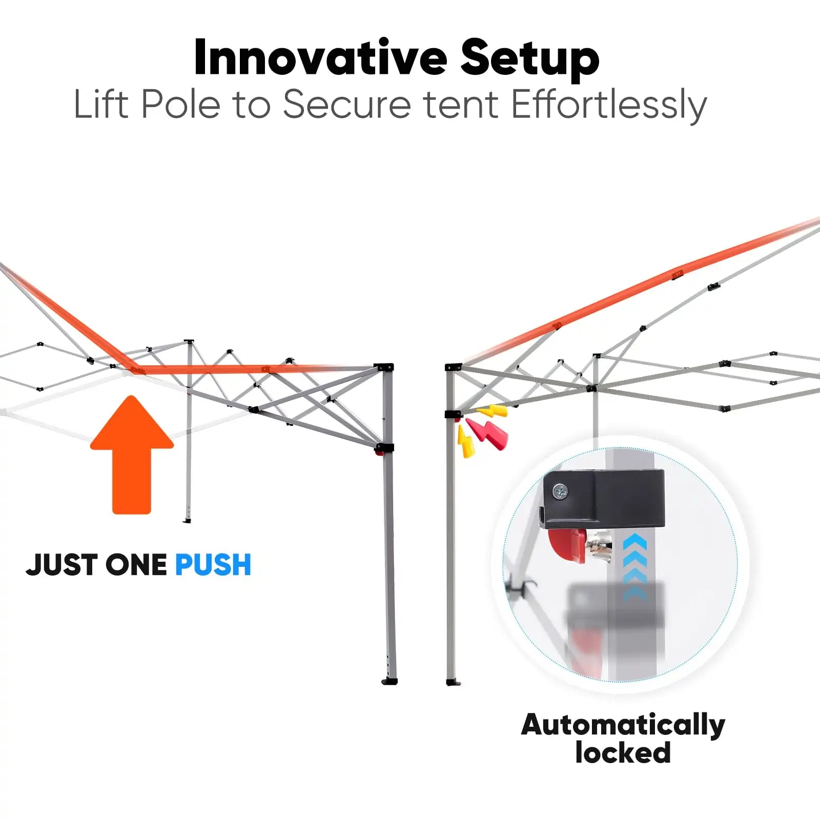 Lift Pole to Secure tent Effortlessly#color_blue