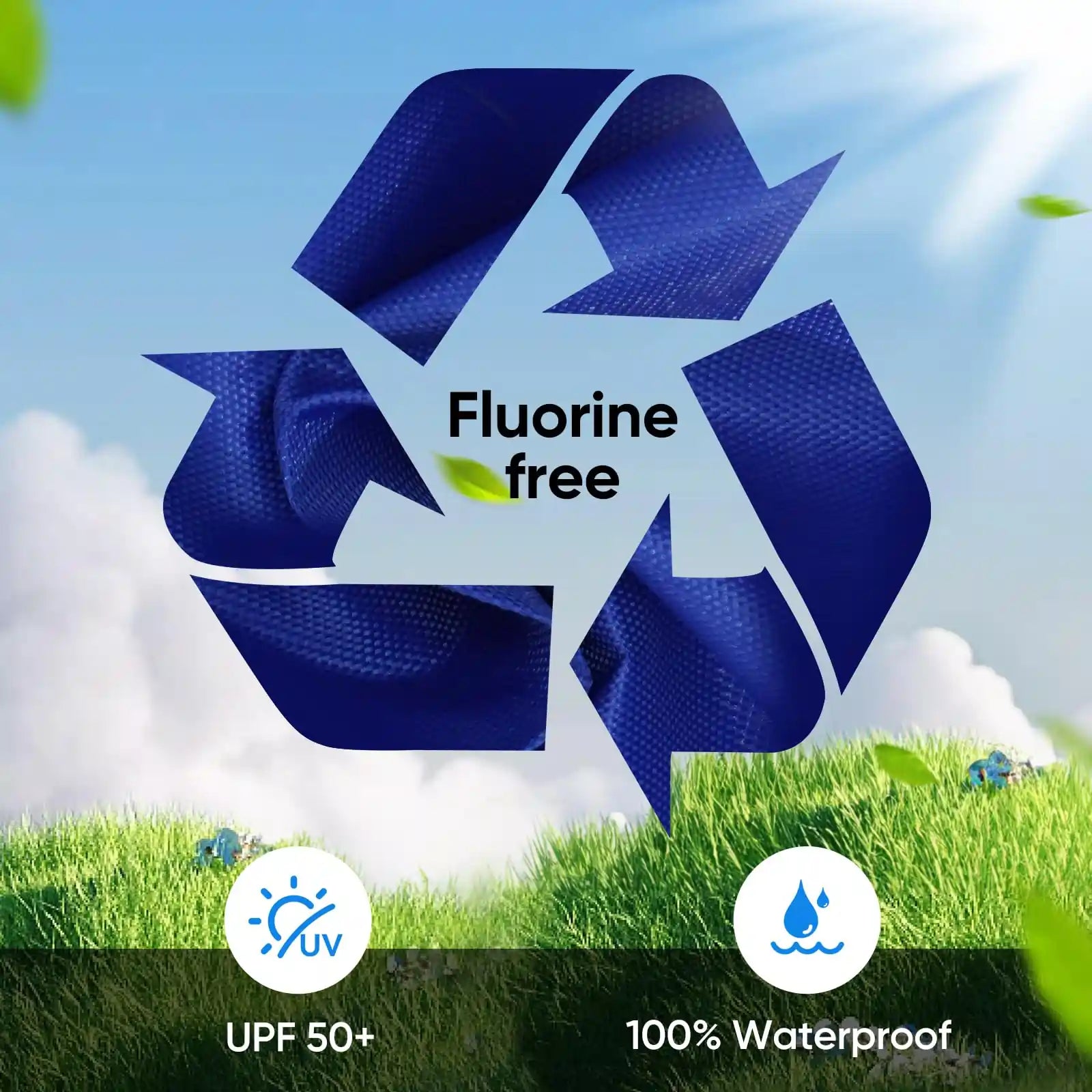 100% waterproof protection and SPF 50+ UV resistance#color_blue