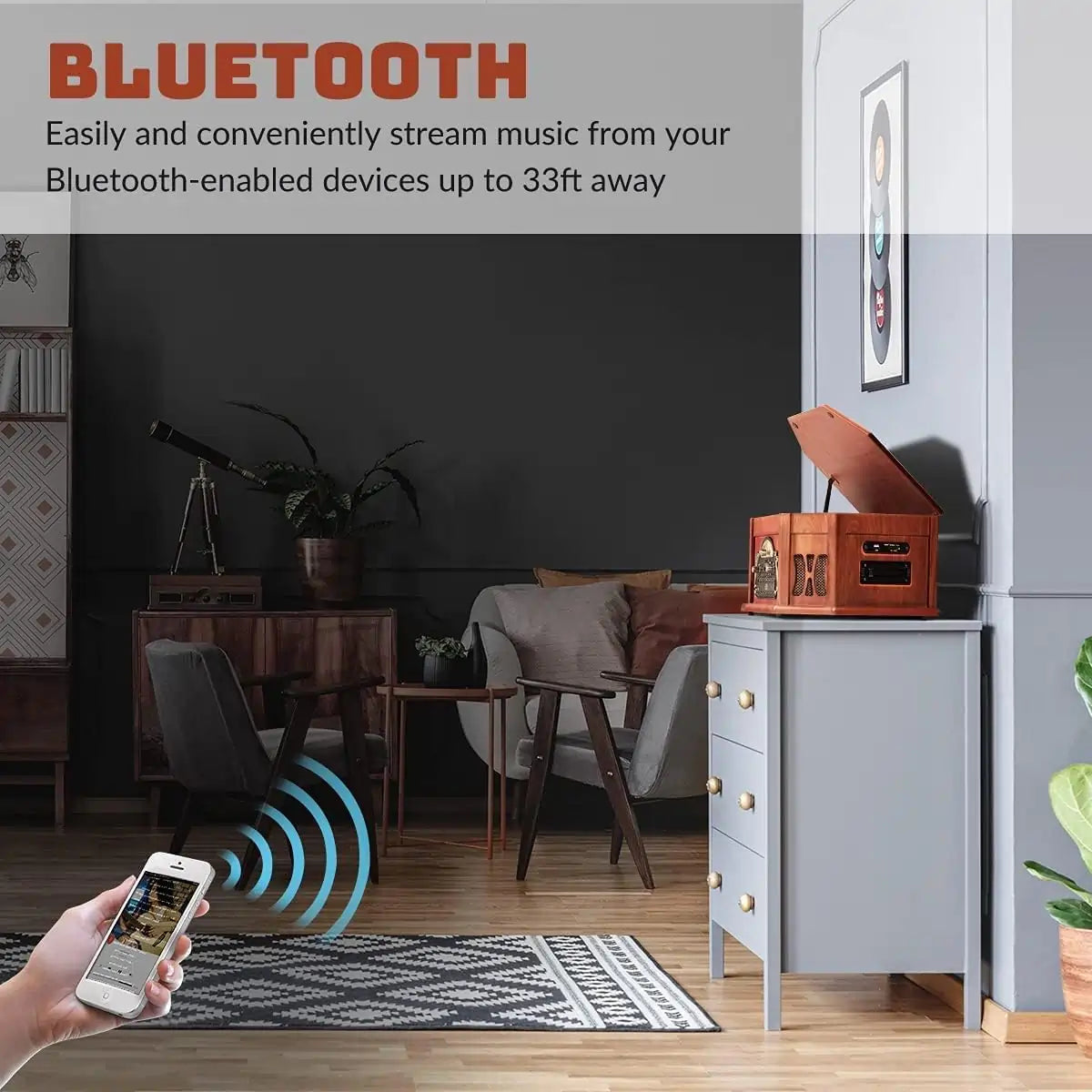 Built-in Bluetooth receiver wireless music#color_mahogany