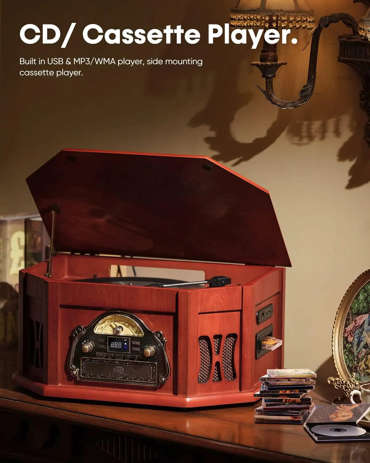 supports CD, Cassette, USB, SD/MMC card play#color_espresso