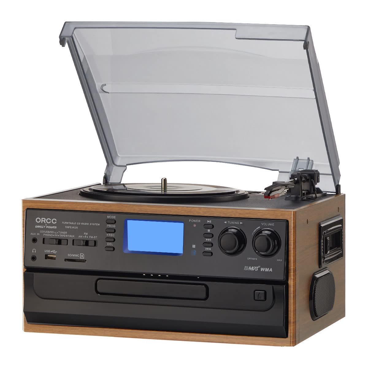 ORCC 10-in-1 Portable Bluetooth Vinyl Turntable#color_brown