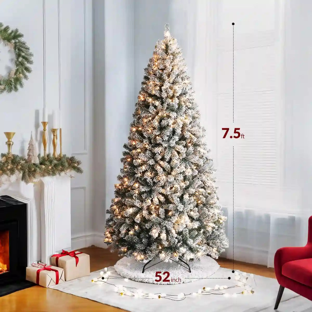 OasisCraft 7.5 ft Snow Flocked Christmas Tree Size#size_7.5FT