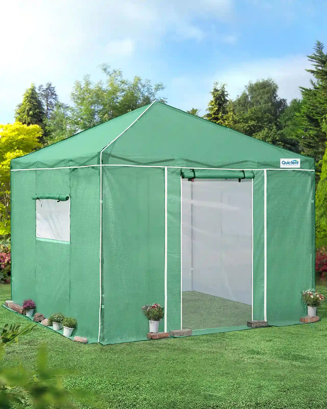 Greenhouse outdoor canopy tent with mesh walls#size_10×10ft-Green