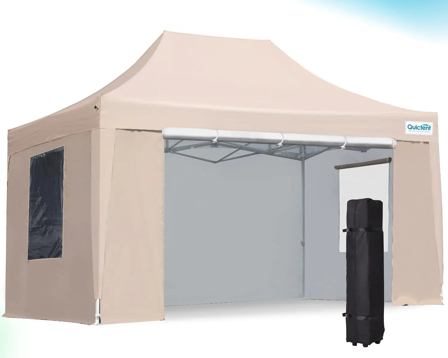 Beige Privacy 10' x 15' Pop Up Canopy#color_beige