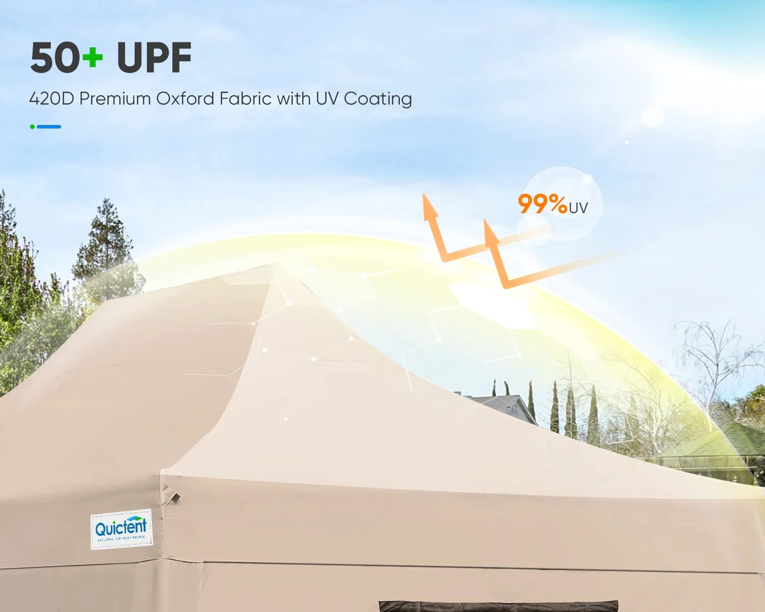 beige 10x15 pop up tent with UV Coating#color_beige
