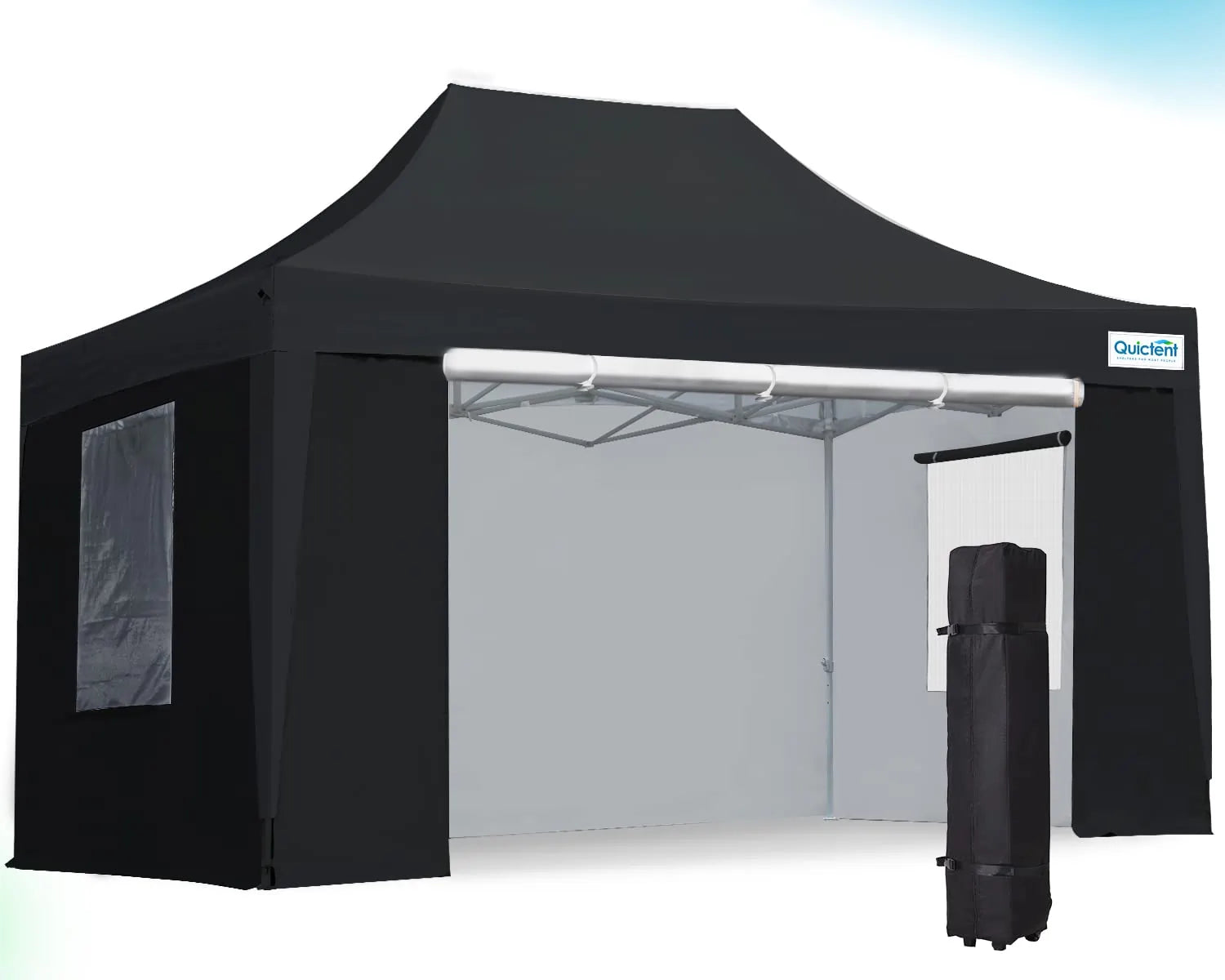 Black Privacy 10' x 15' Pop Up Canopy with Sides#color_black
