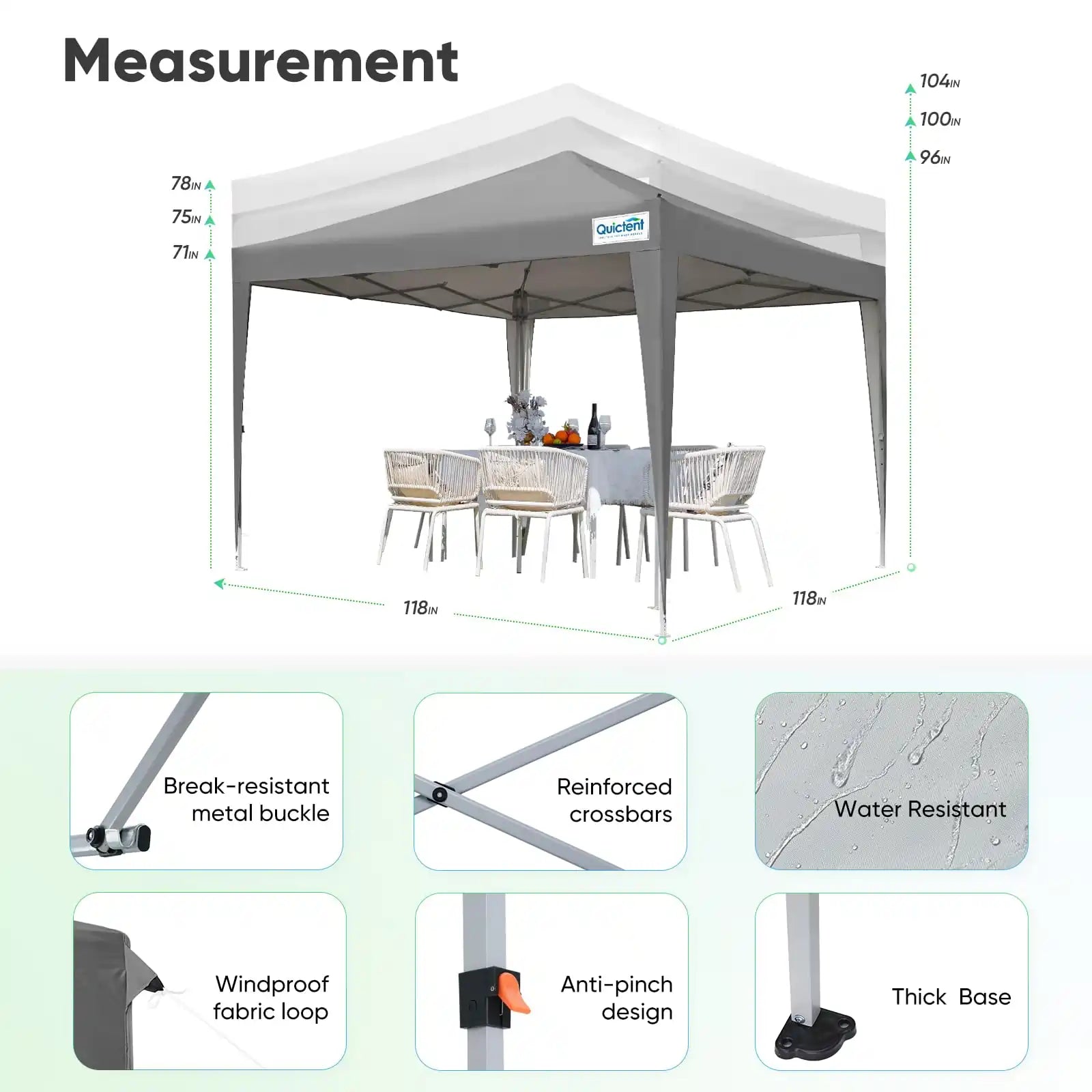 Pop up Canopy Tent Gray Size#color_gray (Upgraded)