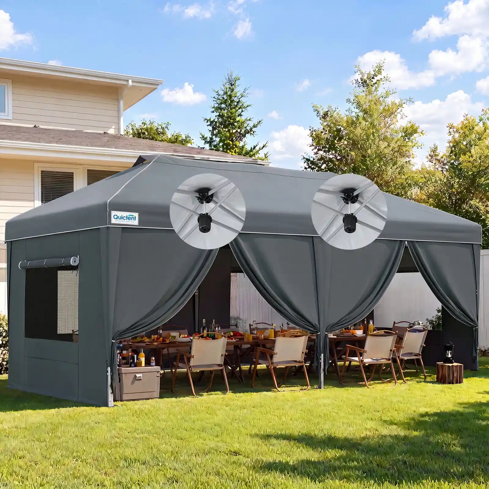 Canopy Tent with Dual Center Lock#style_Upgraded Gray w/Center Lock