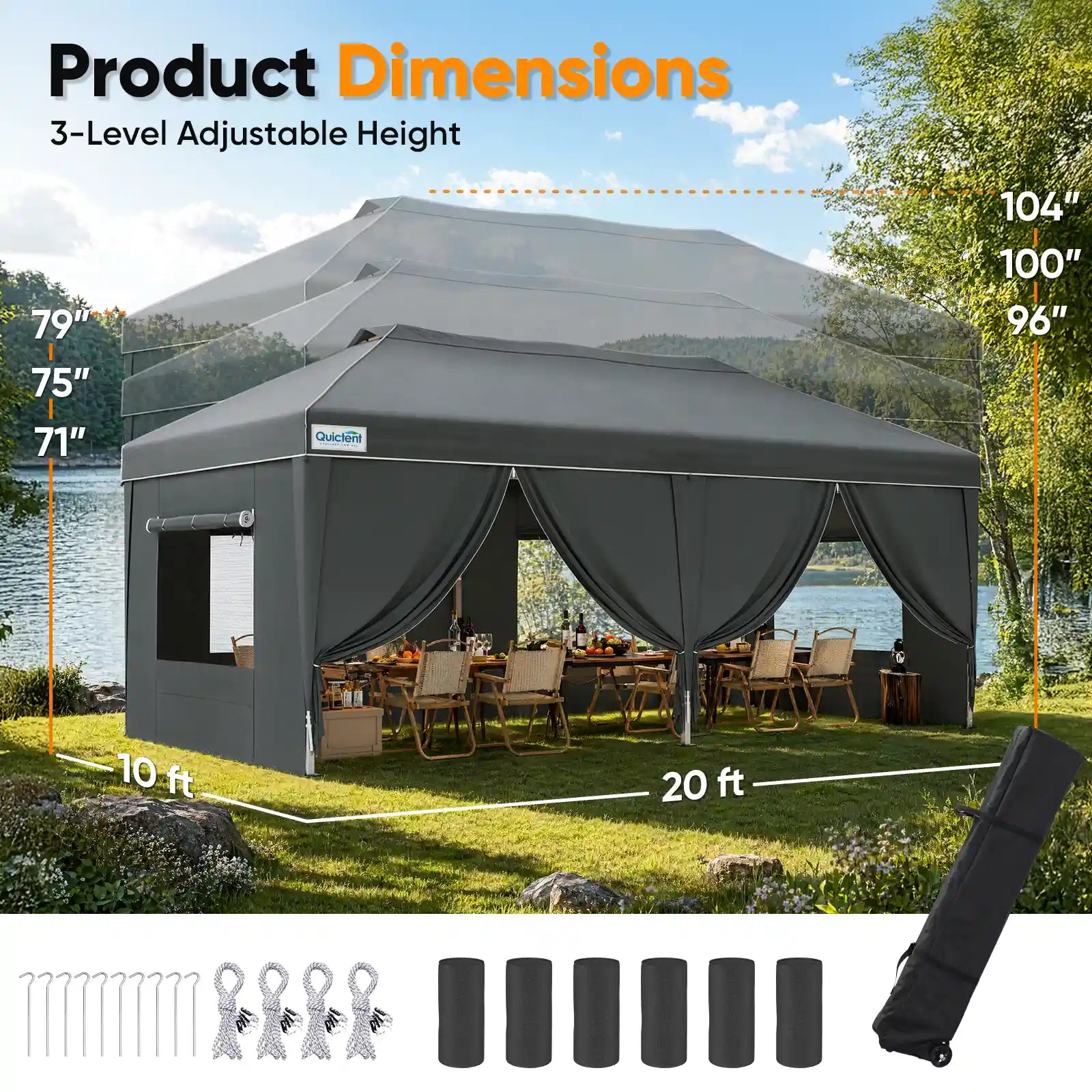 Enclosed Event Shelter Size#style_Upgraded Gray w/Center Lock