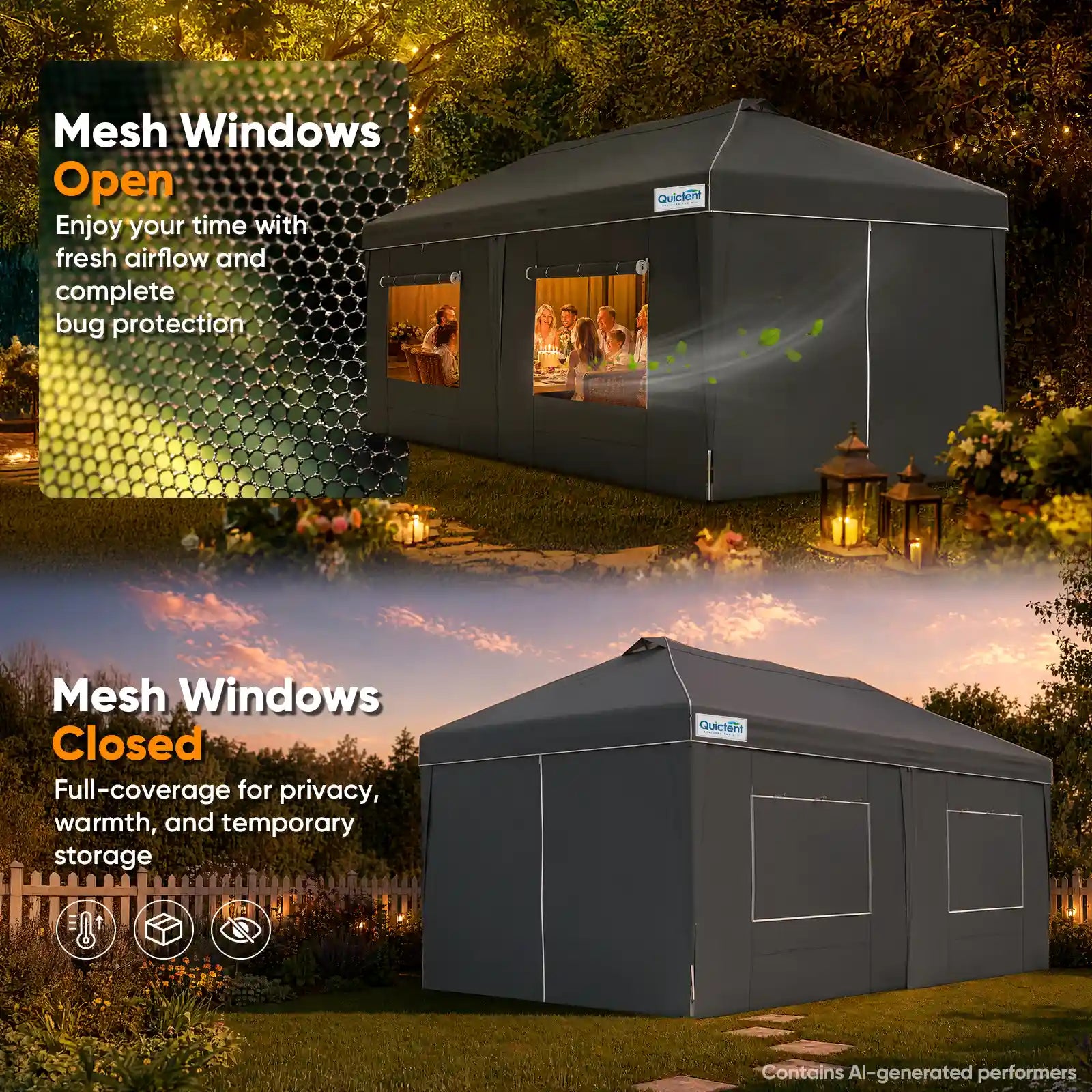 two doors and four mesh windows with roll-down covers#style_Upgraded Gray w/Center Lock