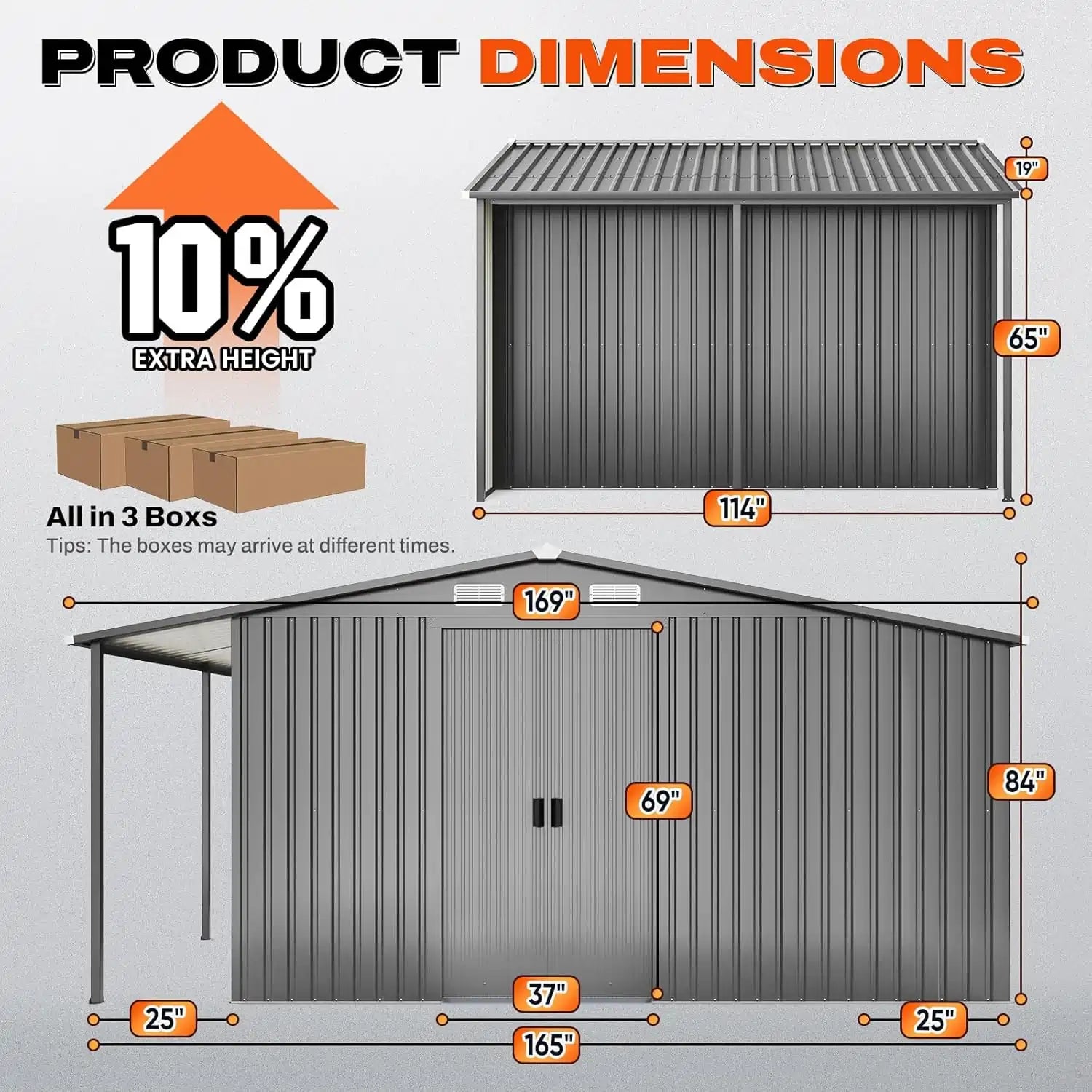 Dimensions of a metal storage shed#size_10x14FT-3 Zone