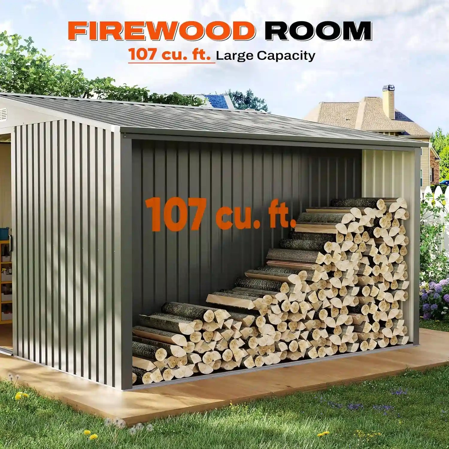 Firewood storage shed with 107 cu. ft. capacity#size_10x14FT-3 Zone