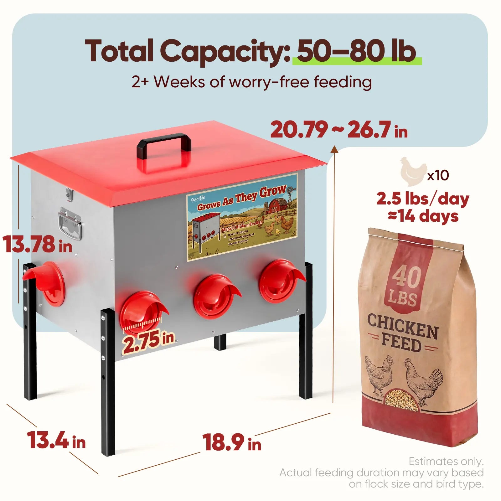 A chicken feeder#size_50-80 lbs