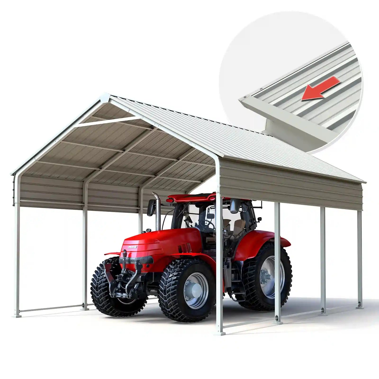 Heavy Duty 10x16 FT Vertical Roof Metal Carport#size_10X16ft