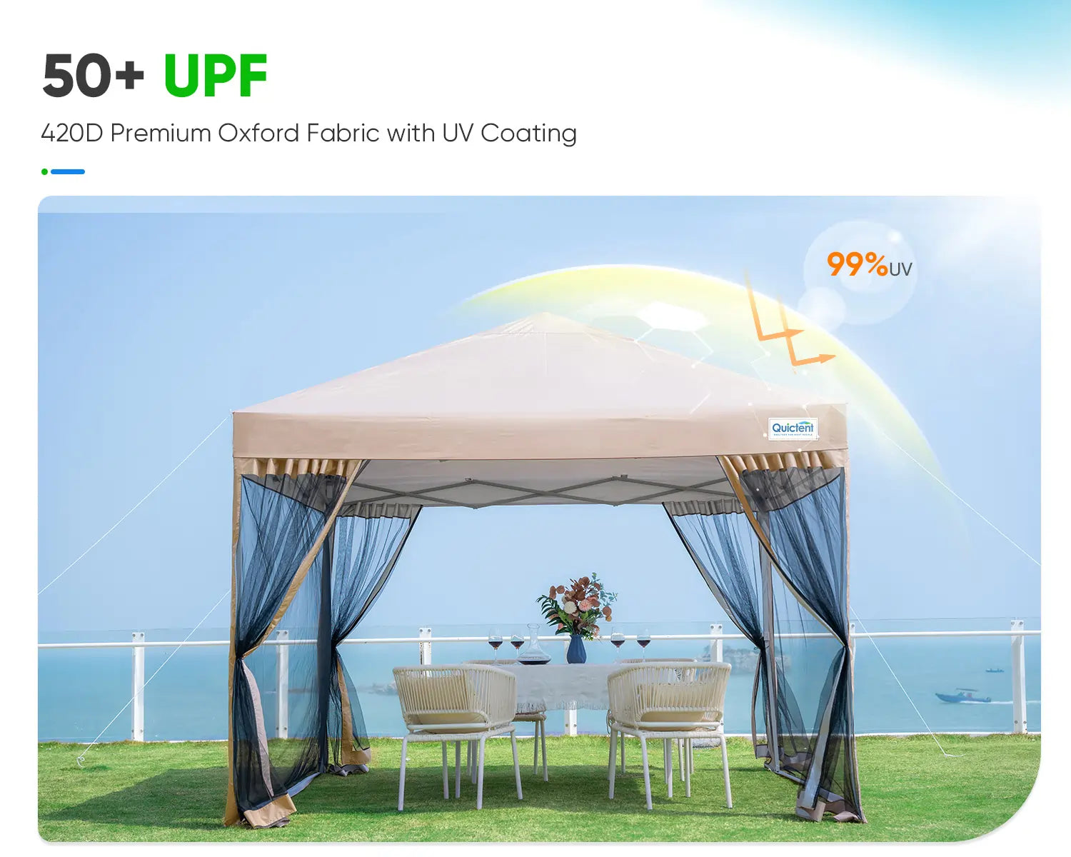 Quictent 6.6x6.6/8x8/10x10/10x20 Portable Pop Up Canopy with Netting