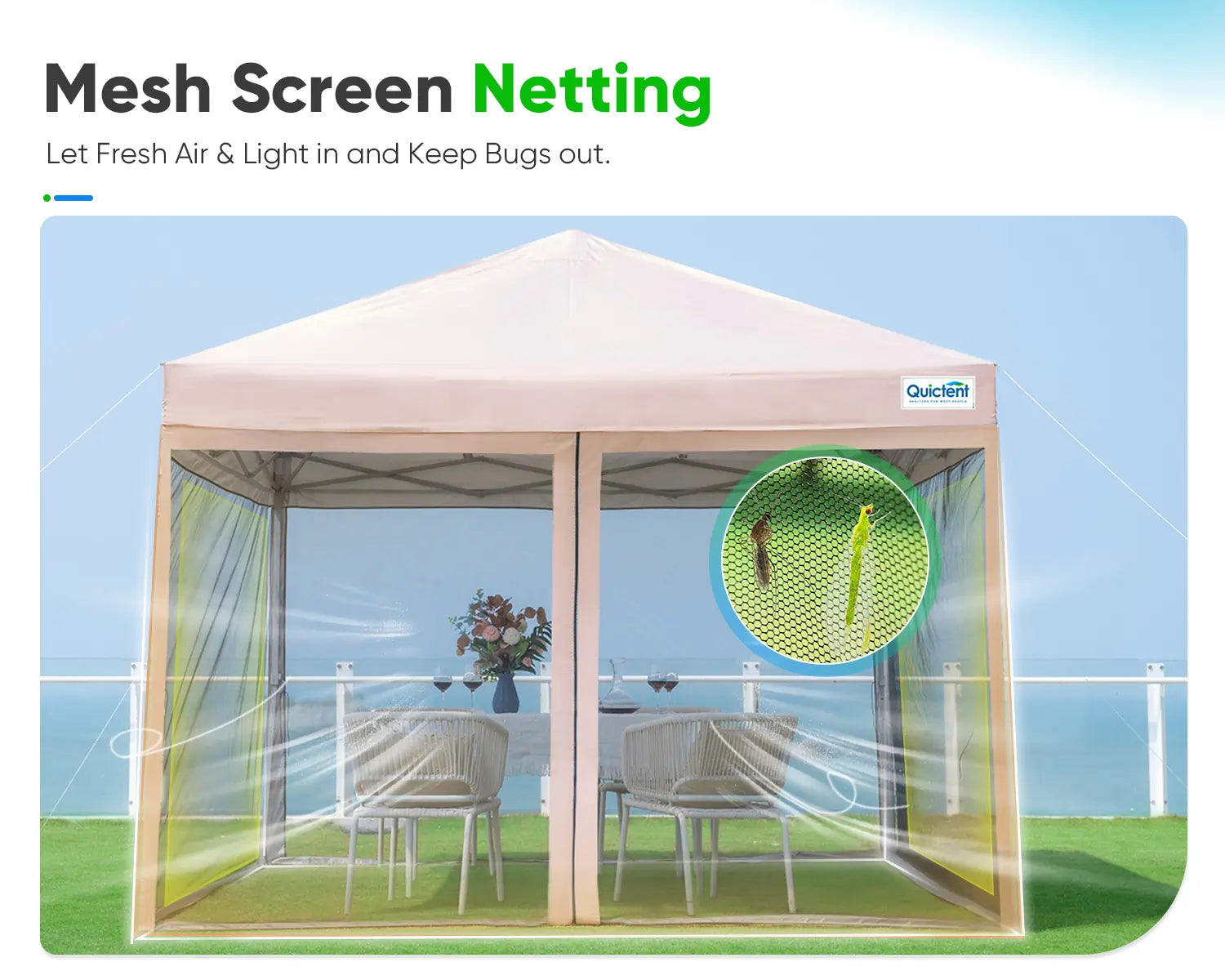 Quictent 6.6x6.6/8x8/10x10/10x20 Portable Pop Up Canopy with Netting