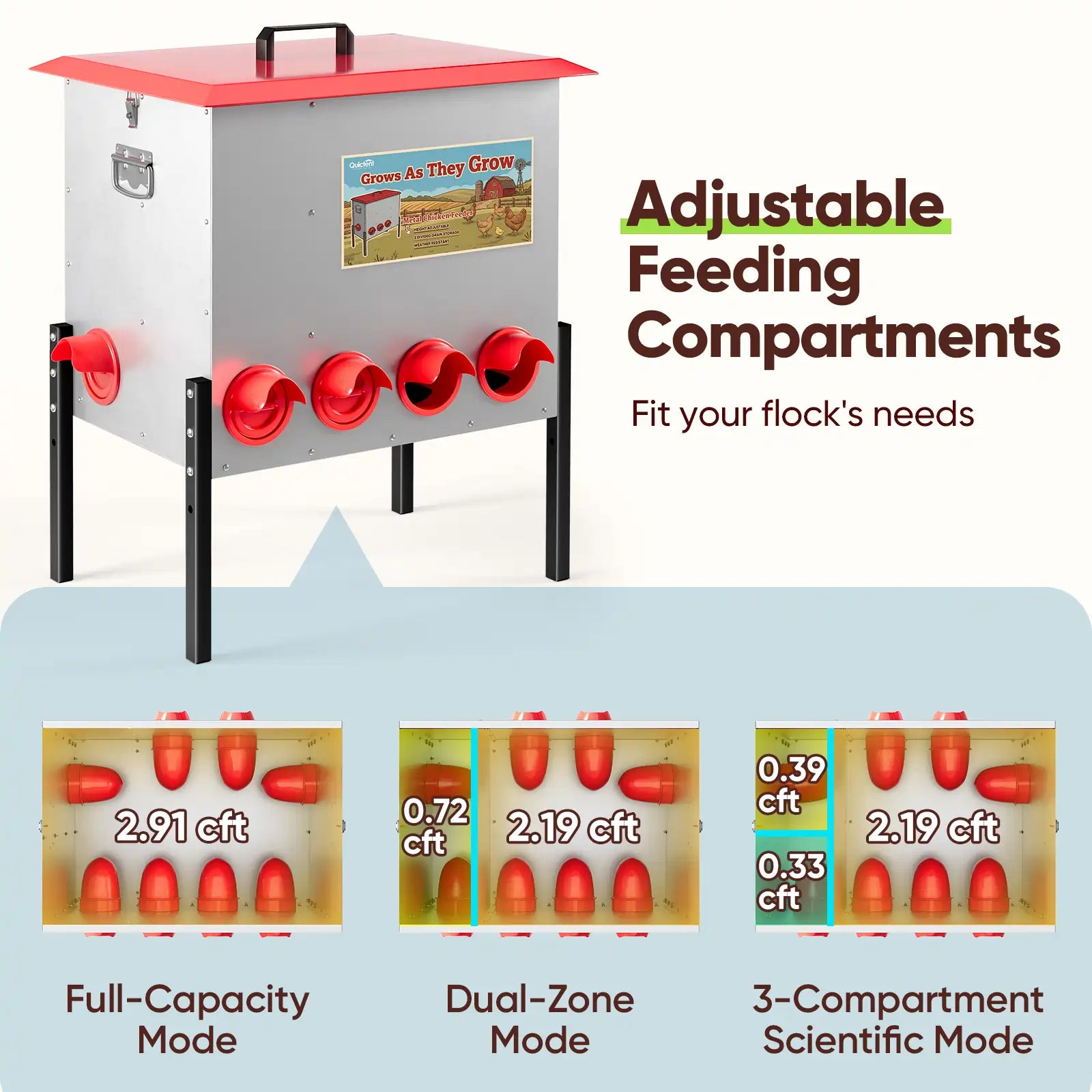 Adjustable poultry feeding station#size_100-140 lbs