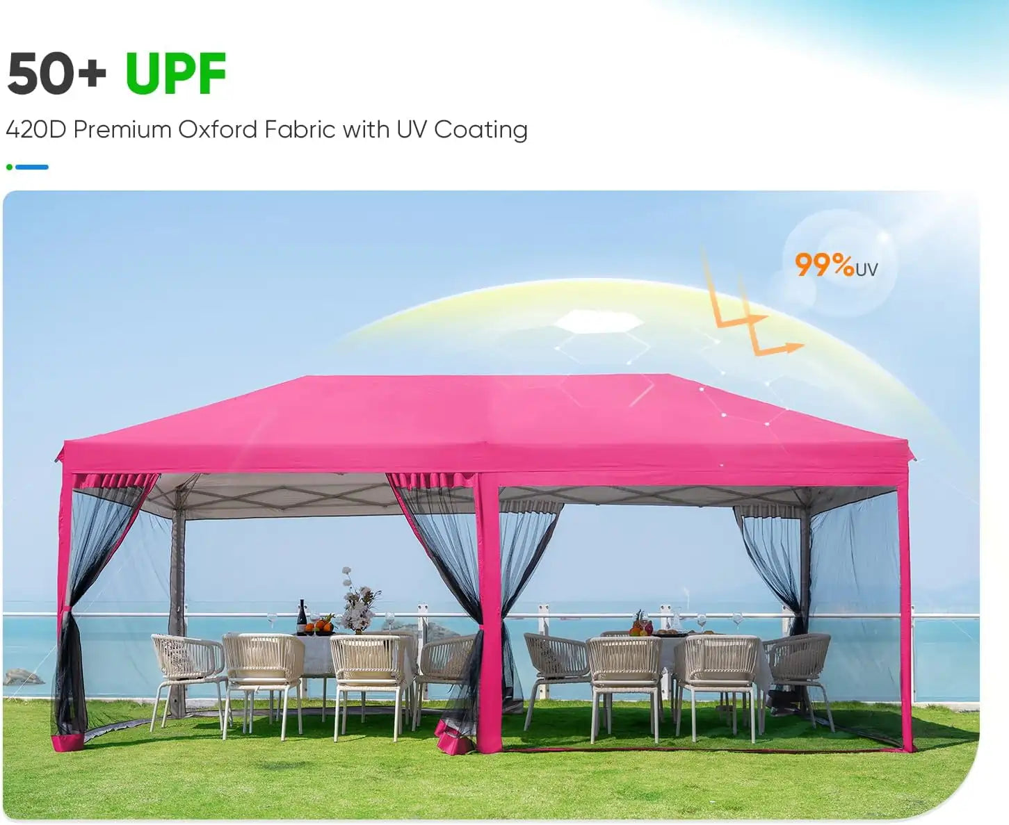 Pink canopy with 420D premium oxford fabric and UV coating#color_Pink