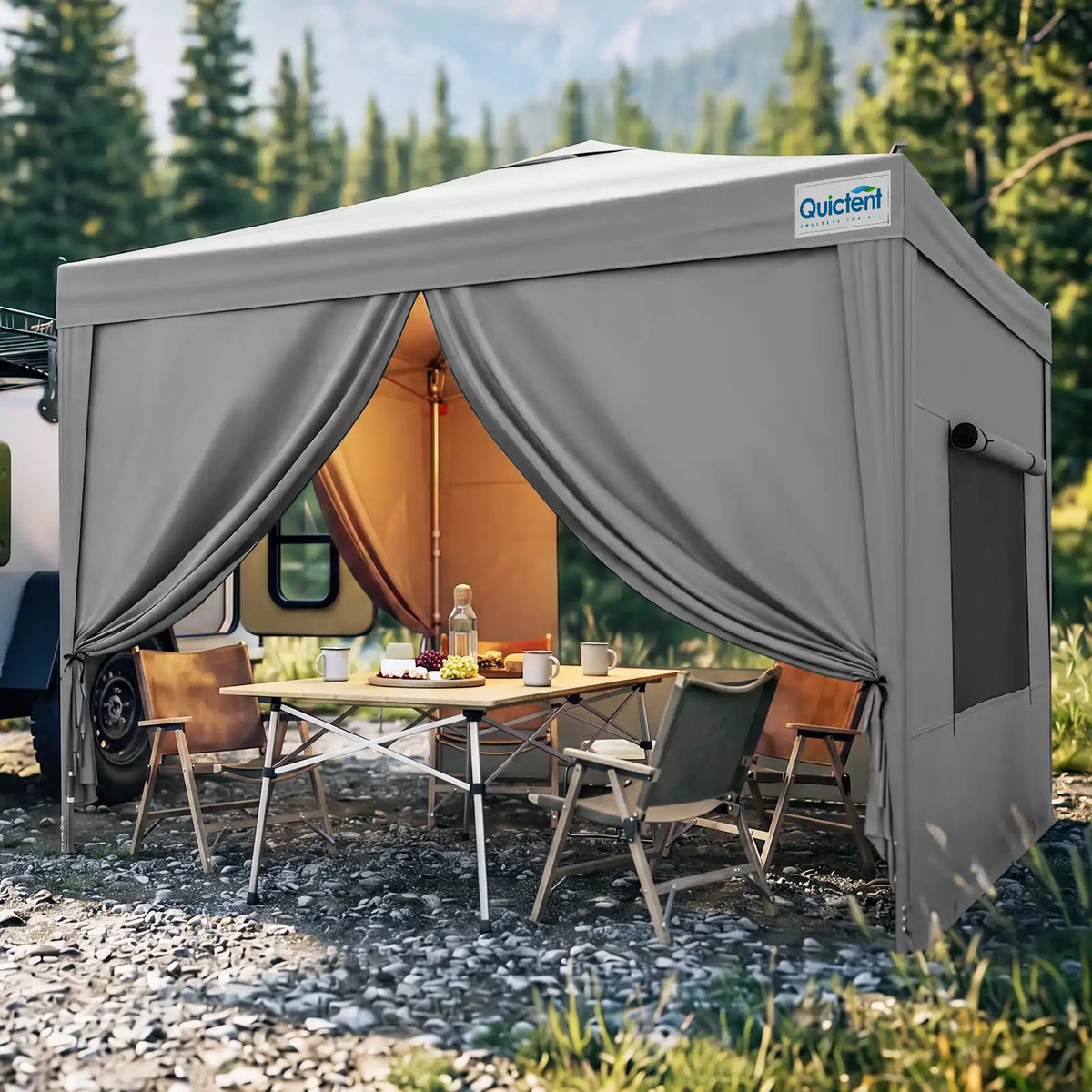 Instant Setup Gazebo for 1 Person#style_Gray w/ 4 Sidewalls