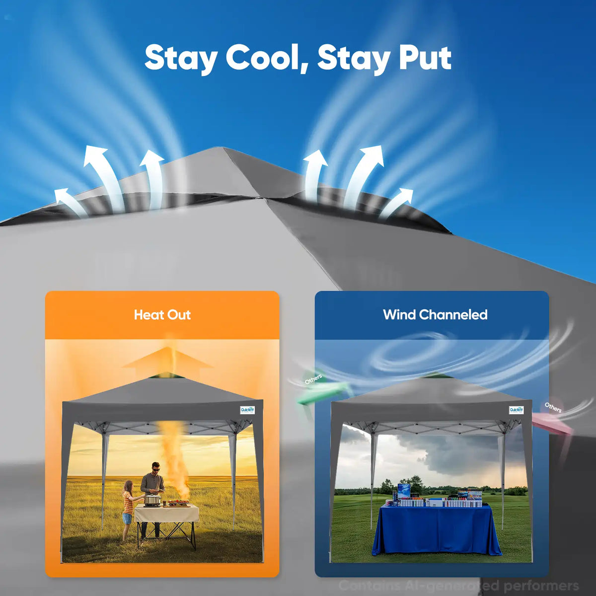 vented roof optimizes airflow#style_Gray w/ 4 Sidewalls