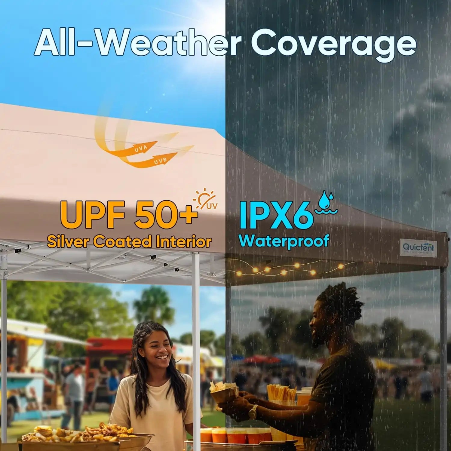 UPF 50+ and IPX6 Waterproof#style_10x20 No Sidewall-Beige 