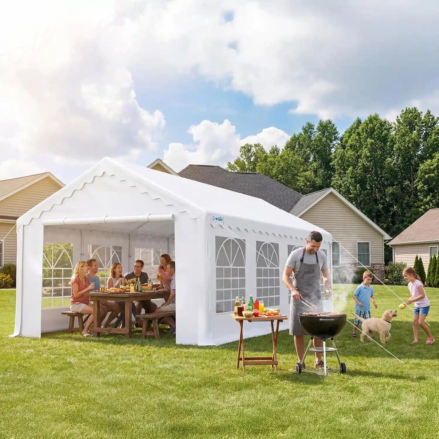 Upgraded White Powder Outdoor party tent#style_Wavy Edge