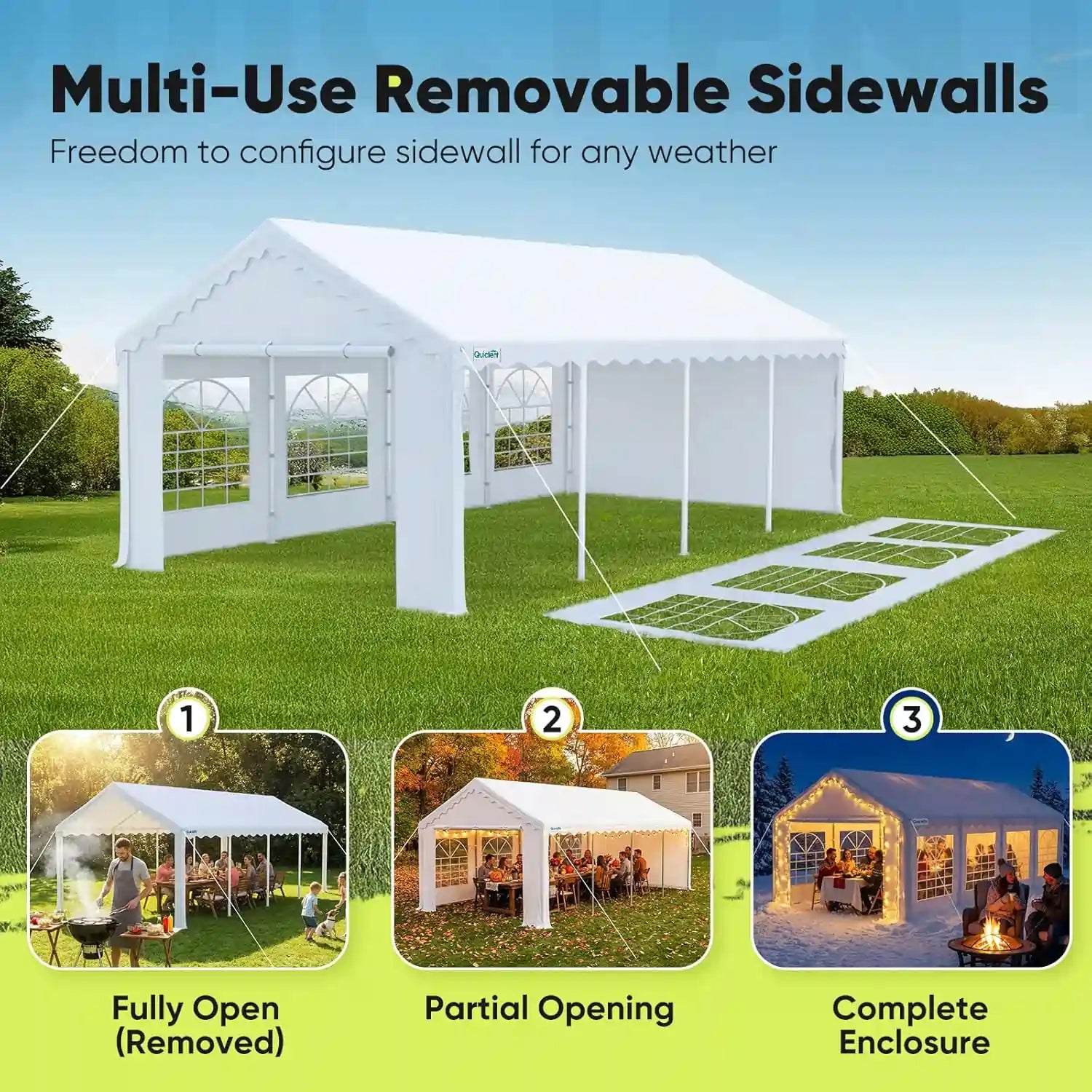 2 removable sidewalls and 2 zippered doors#style_Wavy Edge
