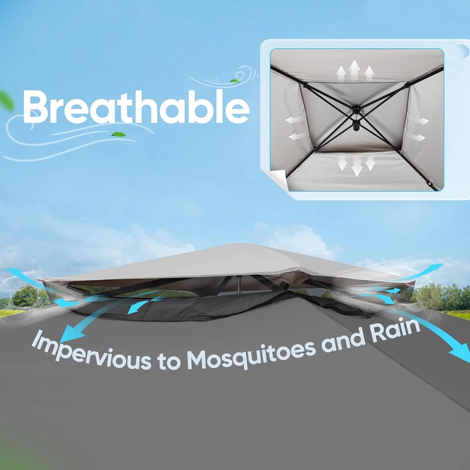 a vented canopy top#style_13FT-Gray w/ Netting