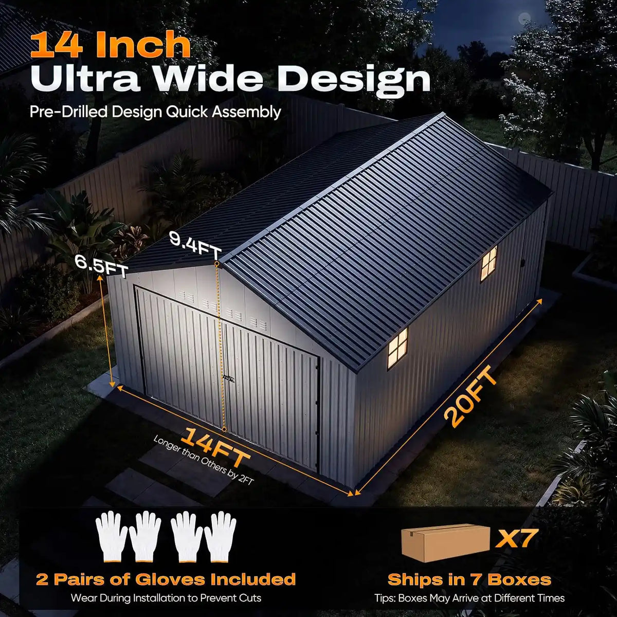 Extra-Large Space 14'W x 20'L x 9.4'H#size_14x20FT w/Side Door