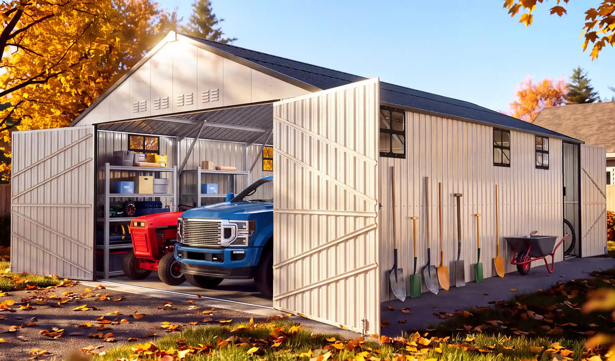 14X24X9.4FT Metal Garage#size_14x24FT w/Side Door