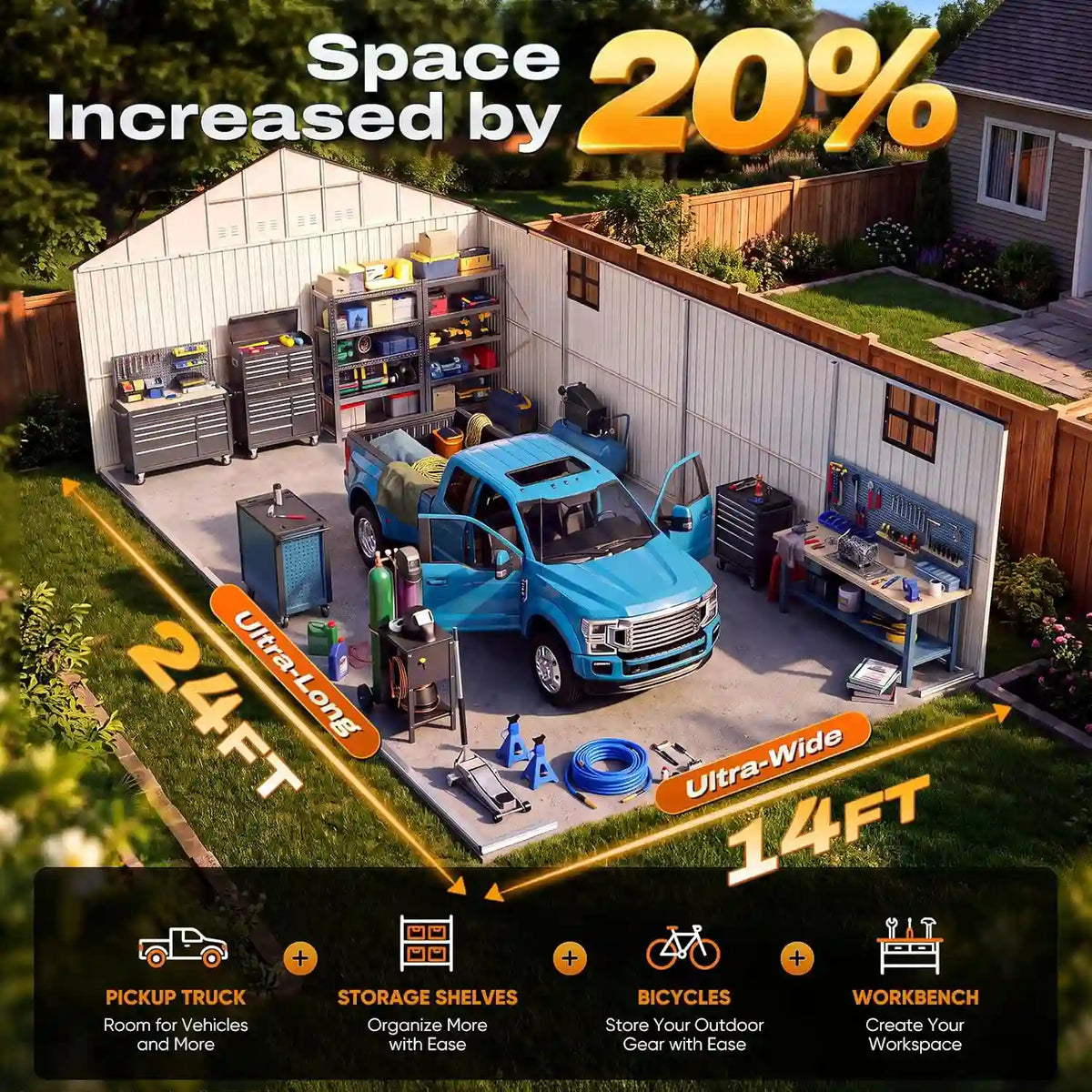 this garage gives you 40% more usable interior space#size_14x24FT w/Side Door
