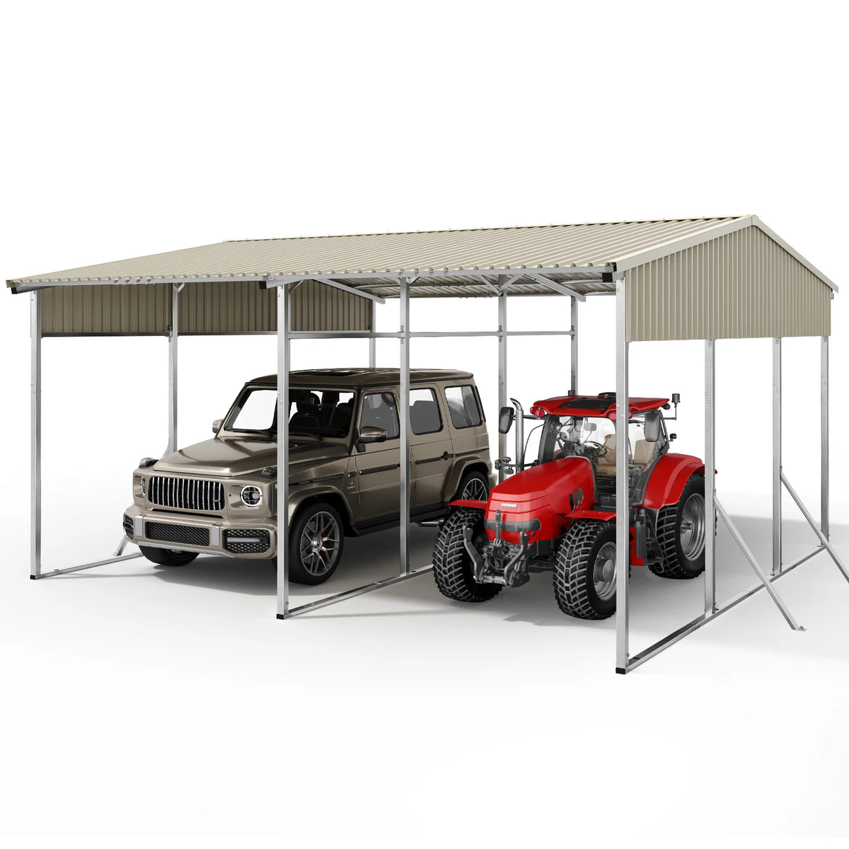 Quictent 20x20 FT Heavy Duty 2-Car Metal Carport#size_20X20ft Front+Rear Roof