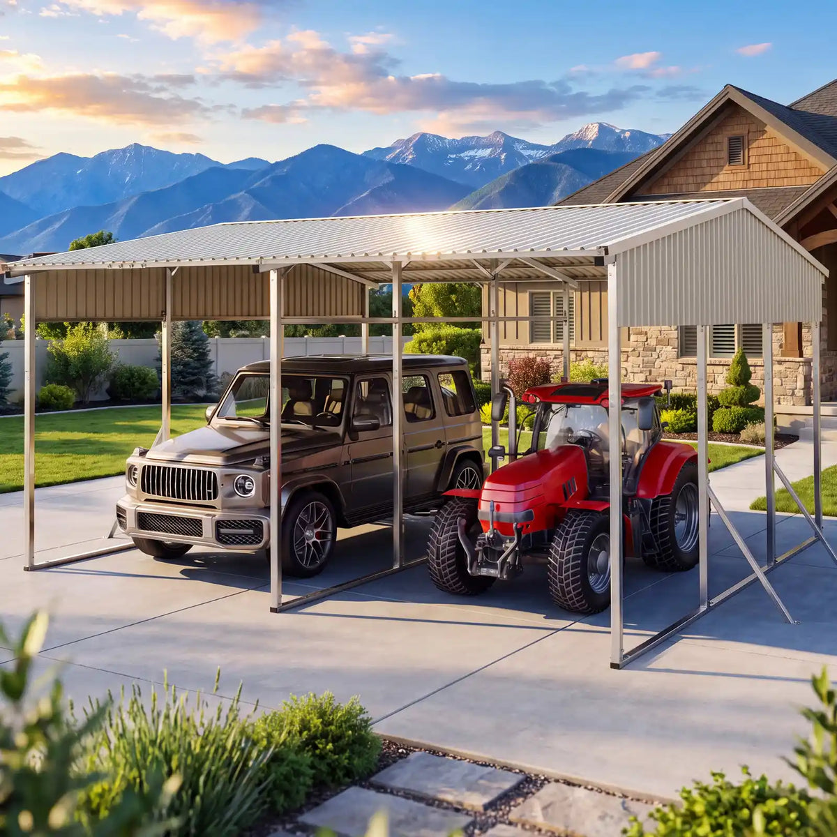 EXCLUSIVE Front & Rear Sloped Roof Design#size_20X20ft Front+Rear Roof