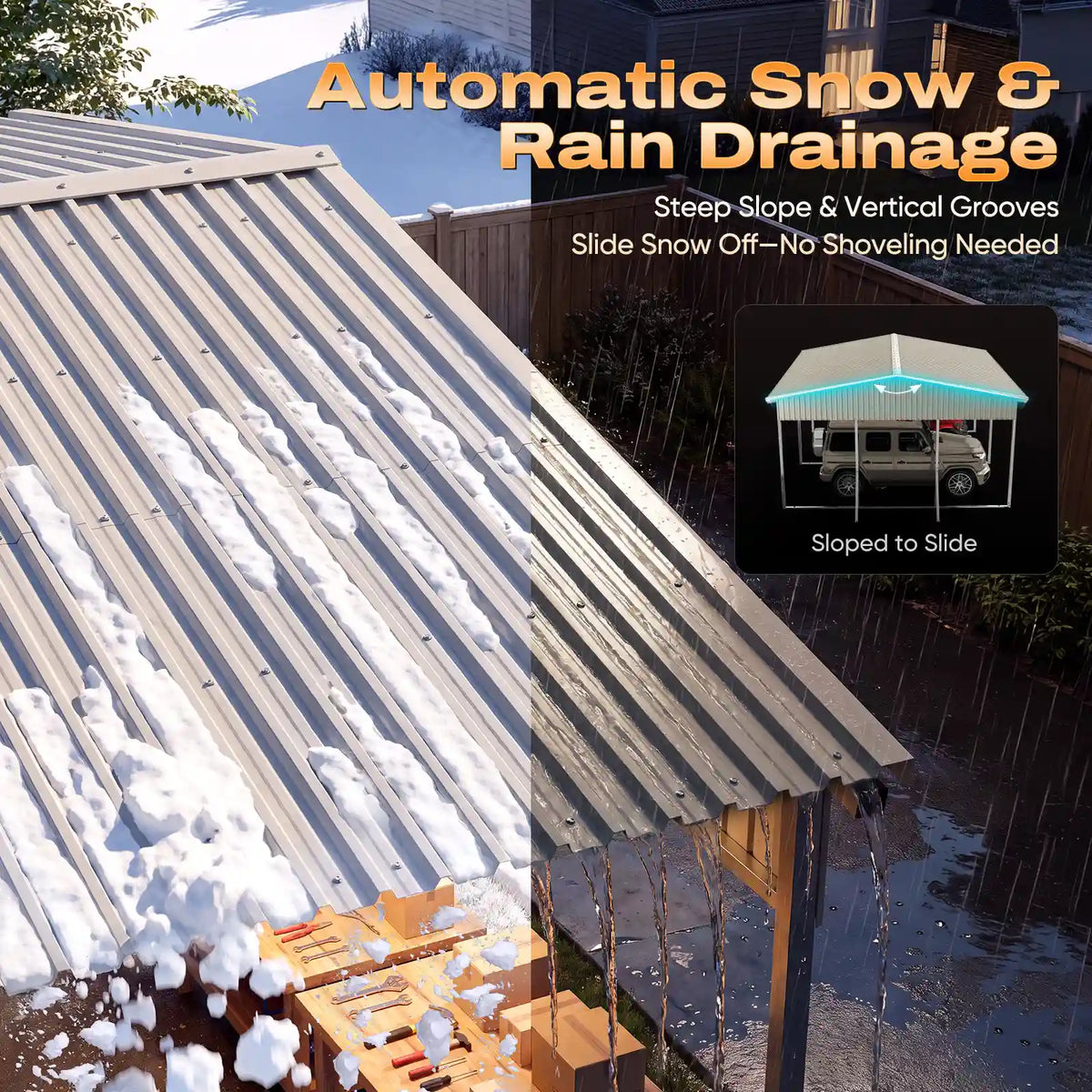 3-Layer Galvanized Steel Roof Panel#size_20X20ft Front+Rear Roof