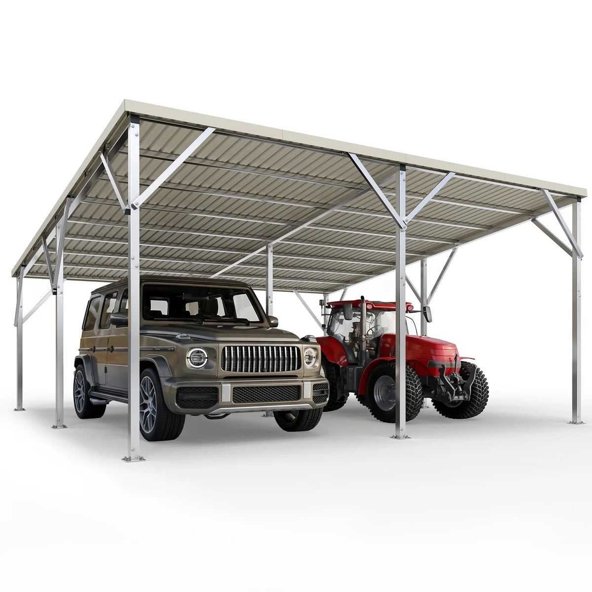 Quictent 20x20 FT Heavy Duty Lean-to Metal Carport#size_20X20ft Lean-to-Slope Roof