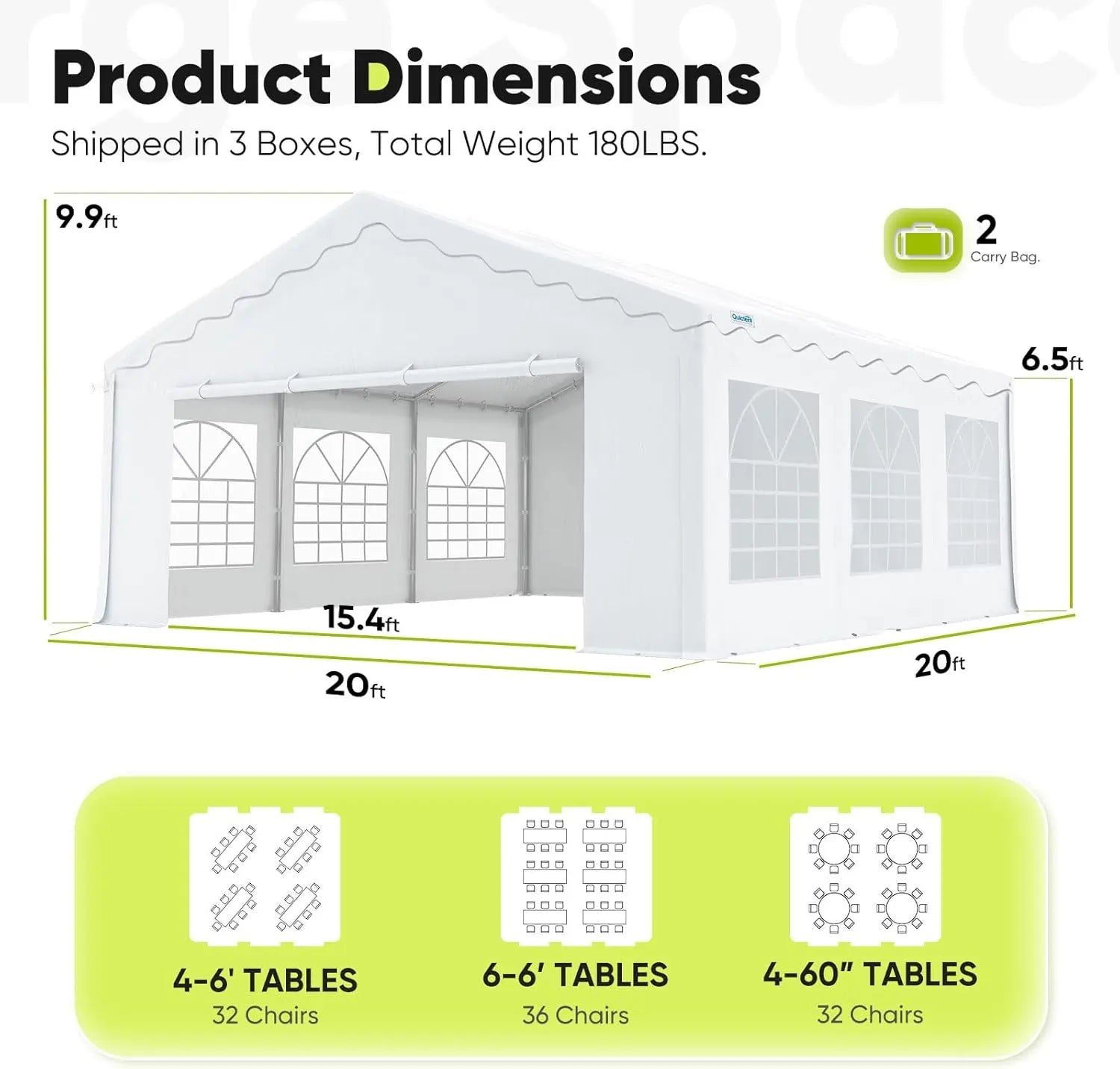 White outdoor party tent dimensions#style_wavy edge