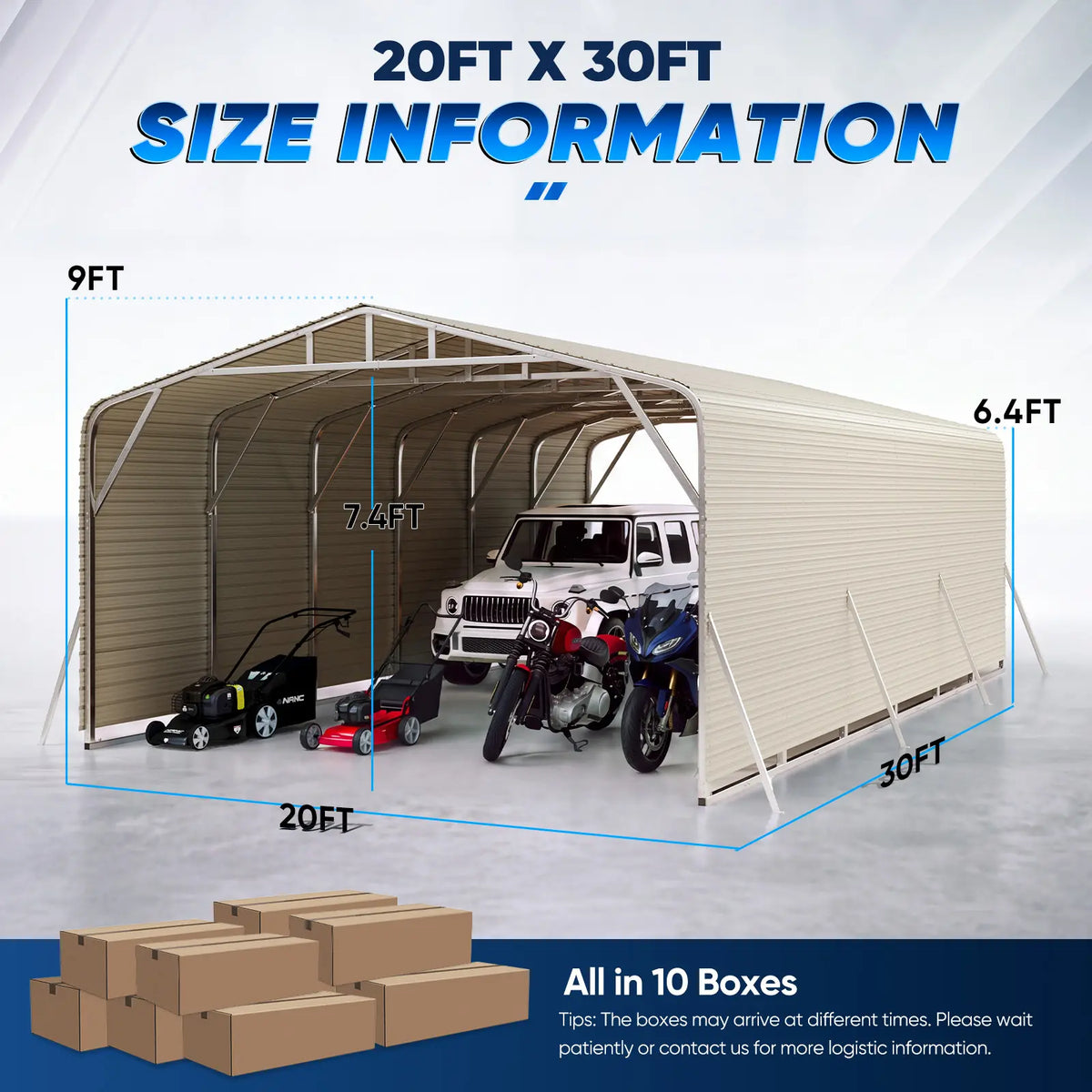20x30FT Metal Carport Size#size_20X30ft w/Side Panels