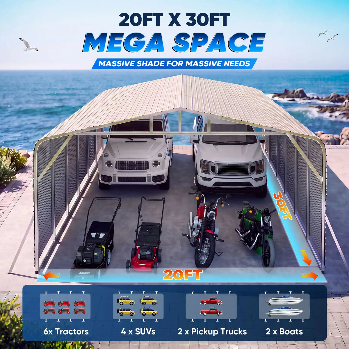 20x30 FT Spacious Interior#size_20X30ft w/Side Panels