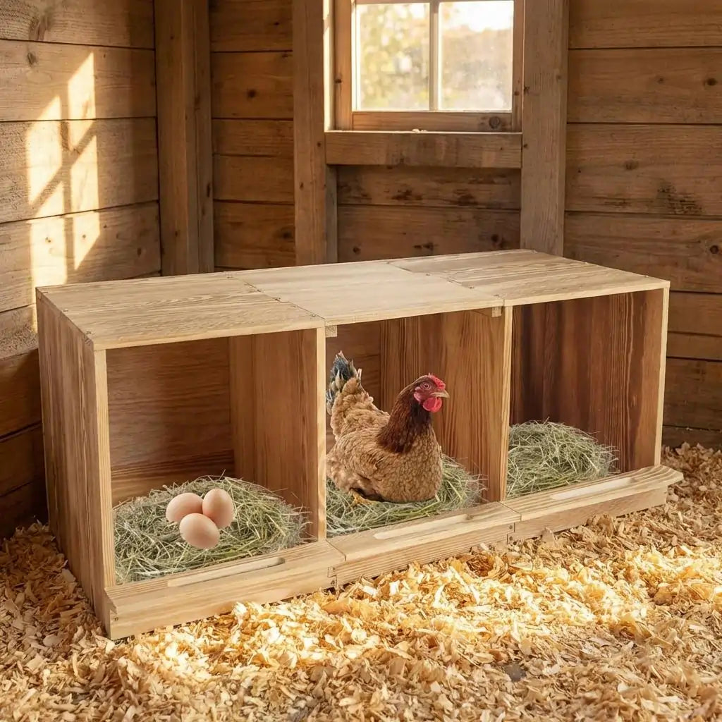 Quictent 3 Compartments Wood Nesting Boxes for Chickens