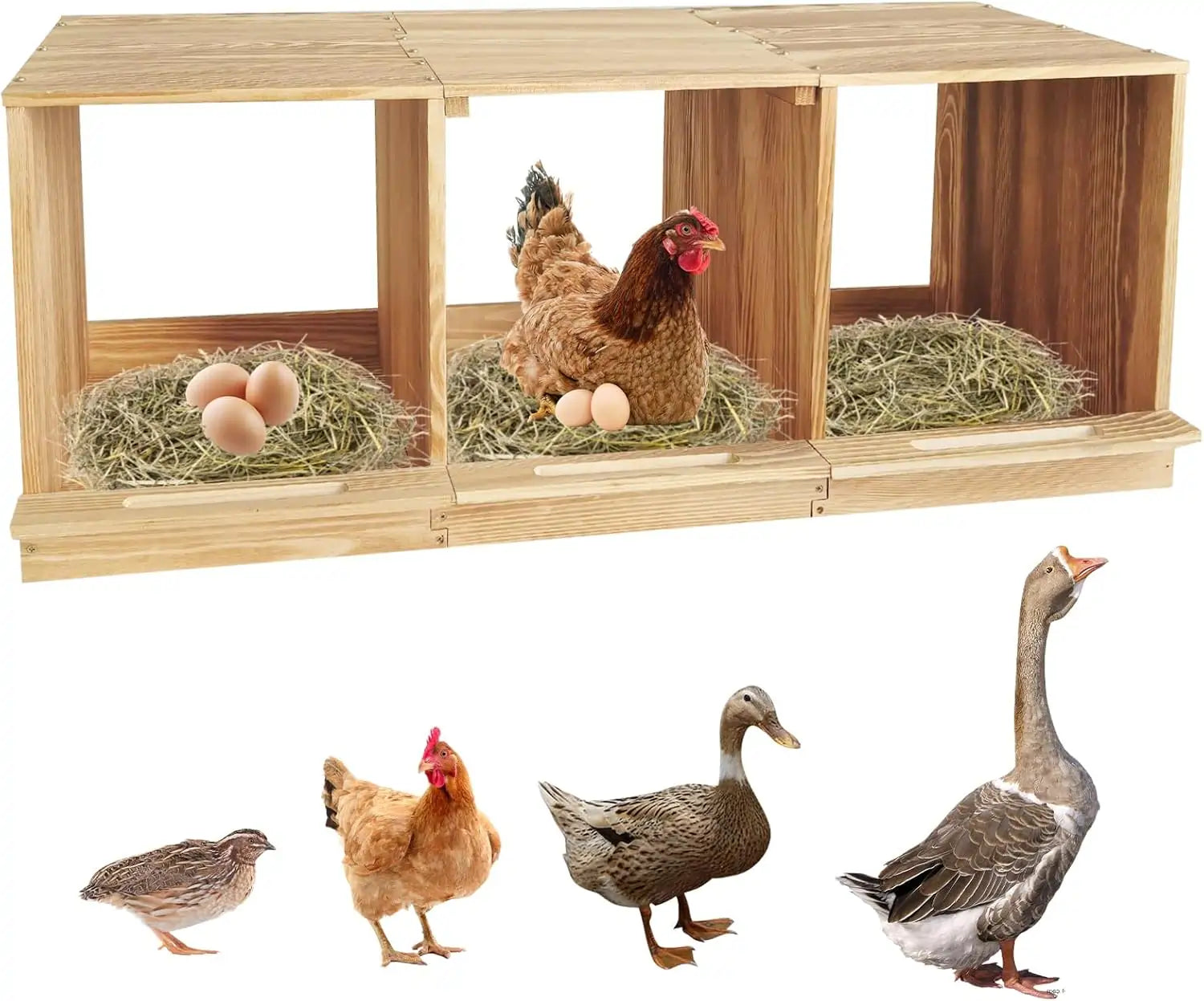 Quictent 3 Compartments Wood Nesting Boxes for Chickens