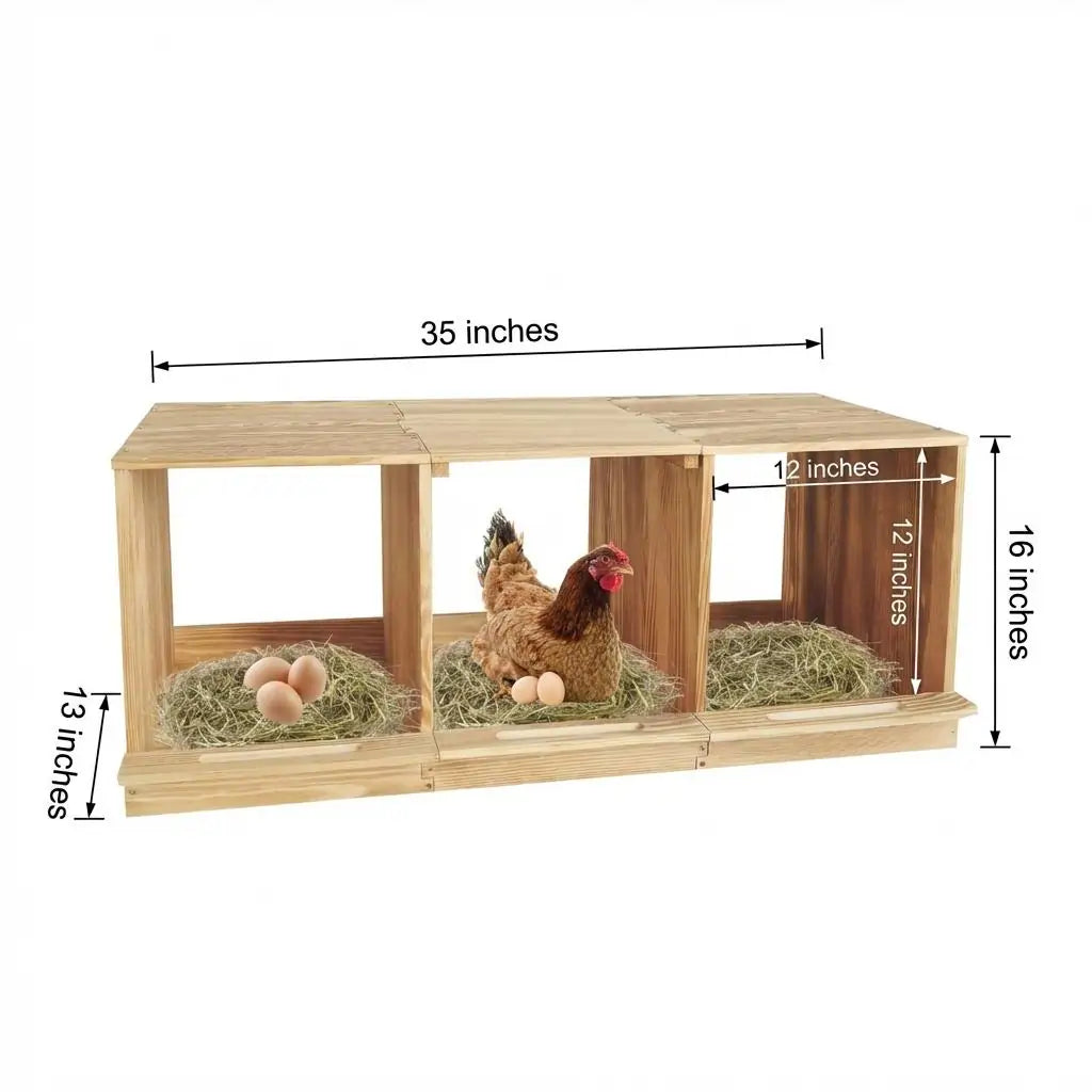 Quictent 3 Compartments Wood Nesting Boxes for Chickens