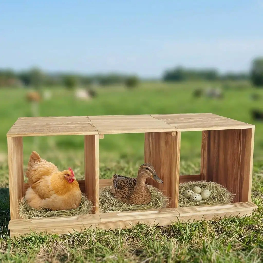 Quictent 3 Compartments Wood Nesting Boxes for Chickens