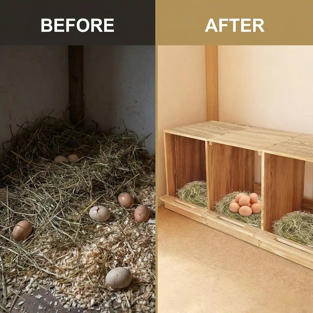 Quictent 3 Compartments Wood Nesting Boxes for Chickens