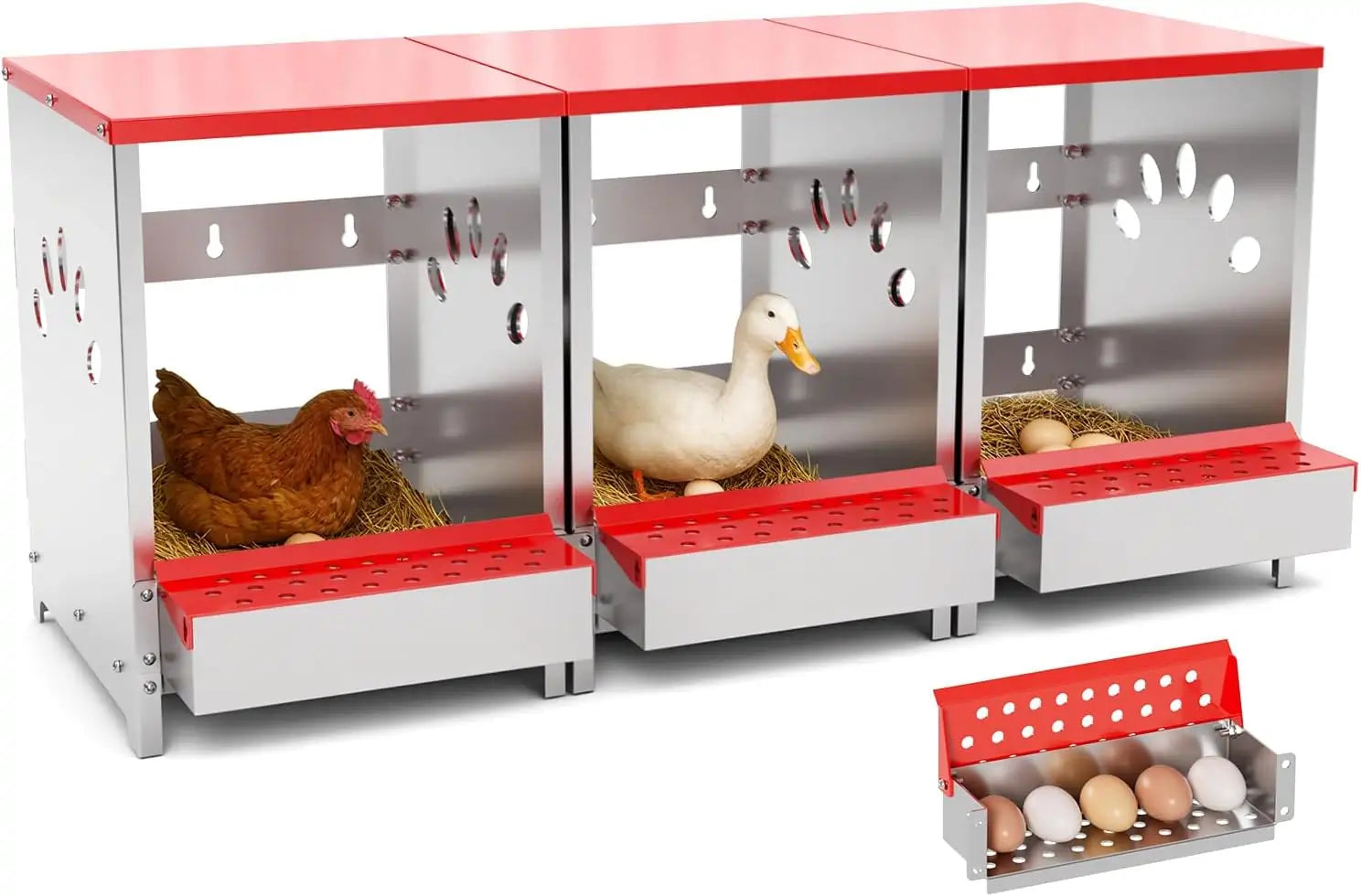 Quictent 3 Hole Large Metal Hen Laying Box