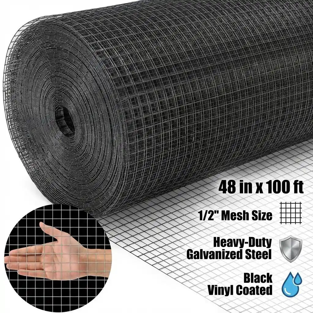 Quictent 48 inch 100ft Black Vinyl Coated Hardware Cloth