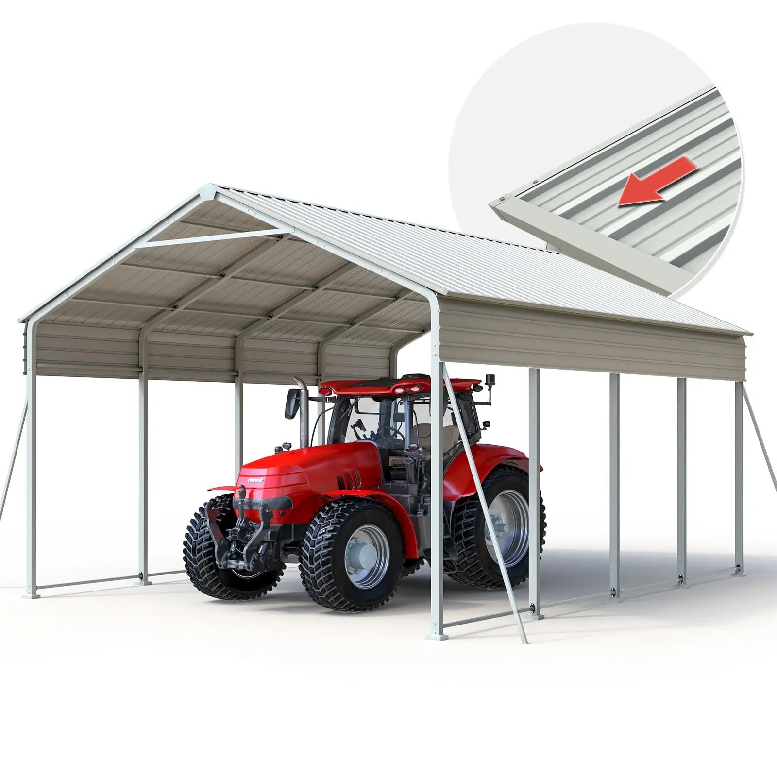Heavy Duty 12x21 FT Vertical Roof Metal Carport#size_12X21ft