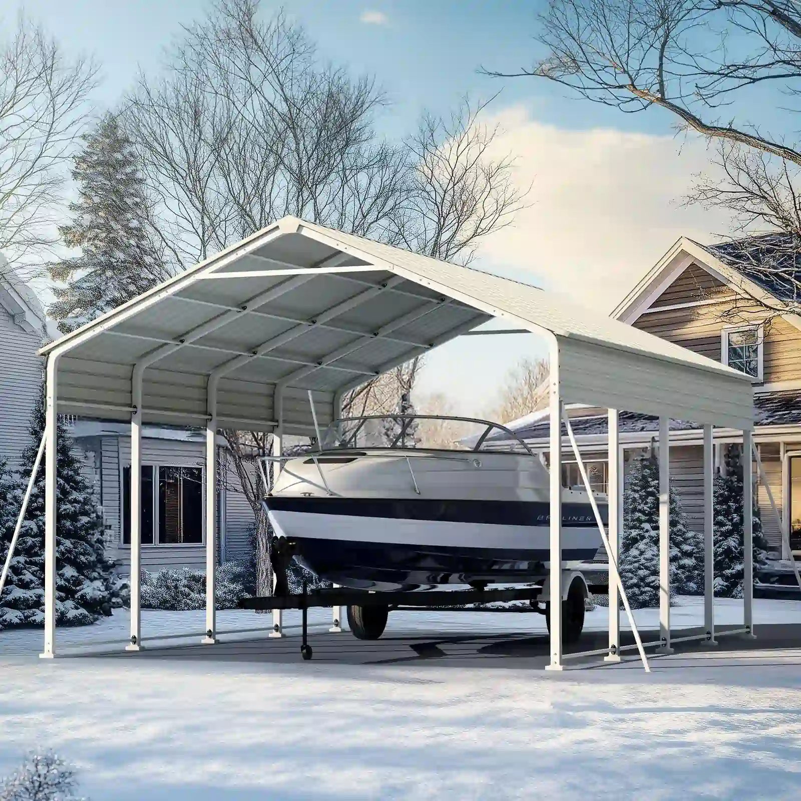 Pre-Drilled All Weather Car Shelter#size_12X21ft