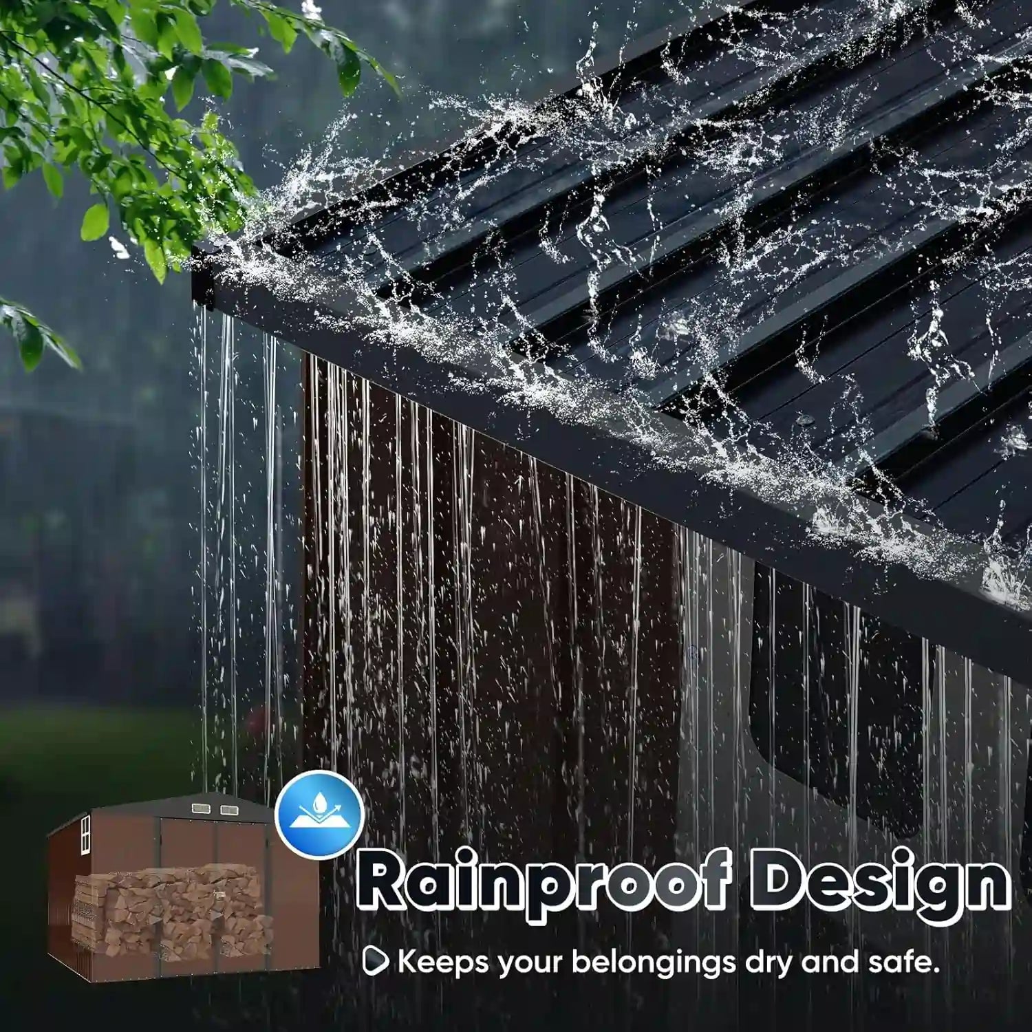 Rainproof design with water flowing#size_98.43"x66.14"-Brown